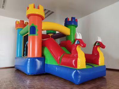 Castillo inflable de dragones para cumpleaños de niños