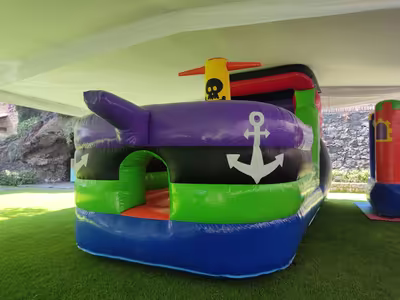 Fiesta en jardín con inflable para niños en CDMX
