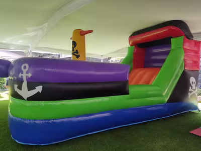 Fiesta en jardín con inflable para niños en CDMX