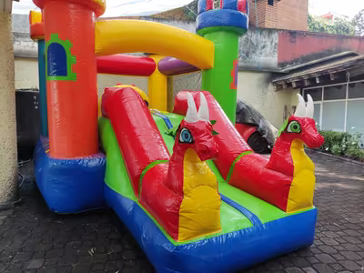 Fiesta en jardín con inflable para niños en CDMX